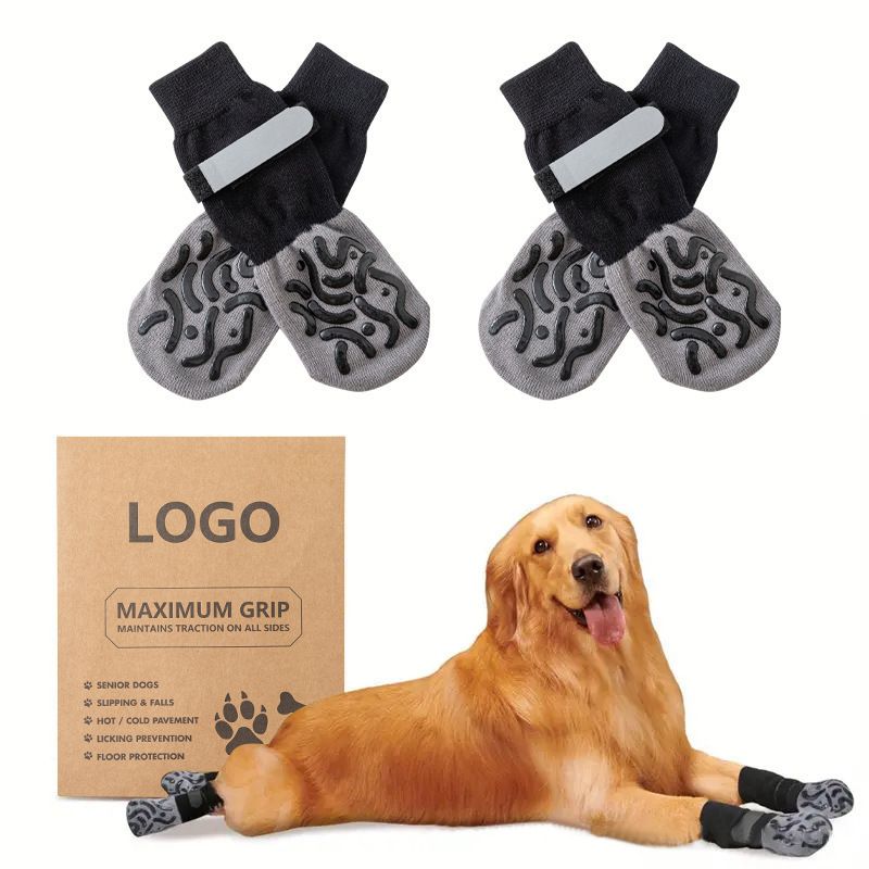 Dog Shoes Non Slip Indoor Outdoor Cotton Black caterpillar - double-sided adhesive dot [premium storage bag] Xs ultra-small 4.5*12cm [recommended within 5kg inches] [pack of four]