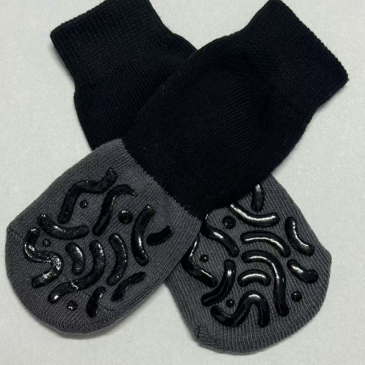 Dog Shoes Non Slip Indoor Outdoor Cotton Black caterpillar - double-sided adhesive dot [premium storage bag] Xs ultra-small 4.5*12cm [recommended within 5kg inches] [pack of four]