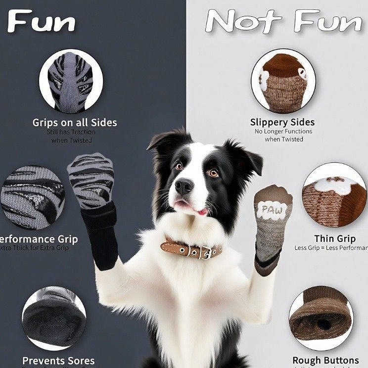 Dog Shoes Waterproof Non Slip Medium Large Black tiger claw [opp bag] Xs ultra-small 4.5*12cm [recommended within 5kg inches] [pack of four]