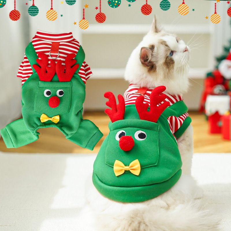 Pet Dog Clothes Christmas Reindeer 4 Leg Vest Polyester 500 Vest Suspenders Reindeer L (Chest 45, Back Length 35cm, 8-11 jin)