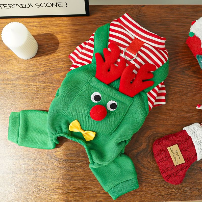 Pet Dog Clothes Christmas Reindeer 4 Leg Vest Polyester 501 Four-Strap Reindeer XL (Chest 50, Back Length 39cm, 11-15 jin)