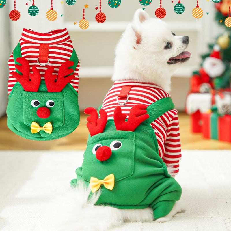Pet Dog Clothes Christmas Reindeer 4 Leg Vest Polyester 501 Four-Strap Reindeer XL (Chest 50, Back Length 39cm, 11-15 jin)