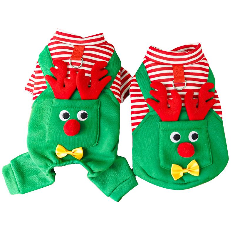 Pet Dog Clothes Christmas Reindeer 4 Leg Vest Polyester 501 Four-Strap Reindeer XL (Chest 50, Back Length 39cm, 11-15 jin)