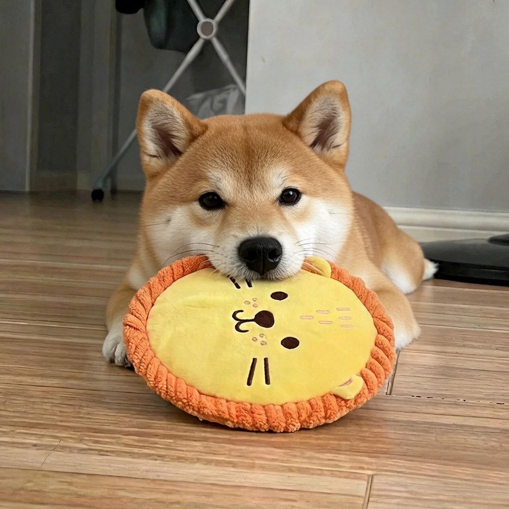 AMOOR Dog Toy Plush Squeaky Frisbee Puppy Training Pizza [23*23*4] 107g