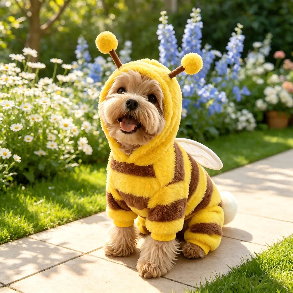 AMOOR Dog Bee Costume Hoodie Wings Wing Bee Four-Legged Dress XL
