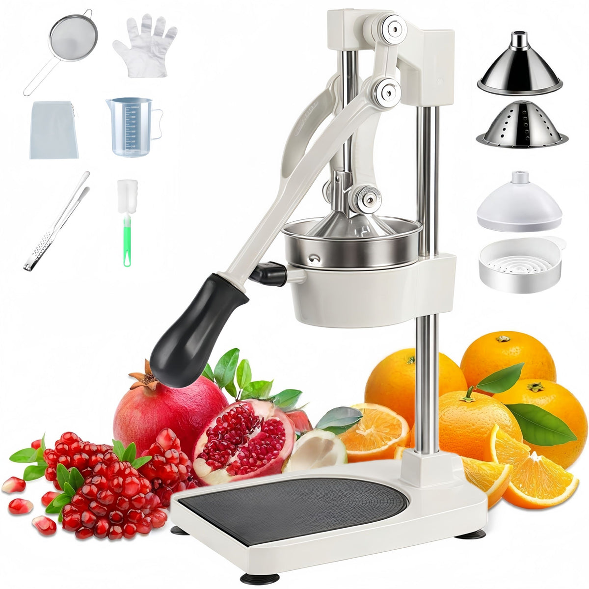 Manual Citrus Juicer - Cold Press Juicer,Durable Cast-Iron Handheld Orange Juice Squeezer, Heavy-Duty, Easy to Use & Clean,for Grapefruit Pomegranate Juice Machine with Countertop Base