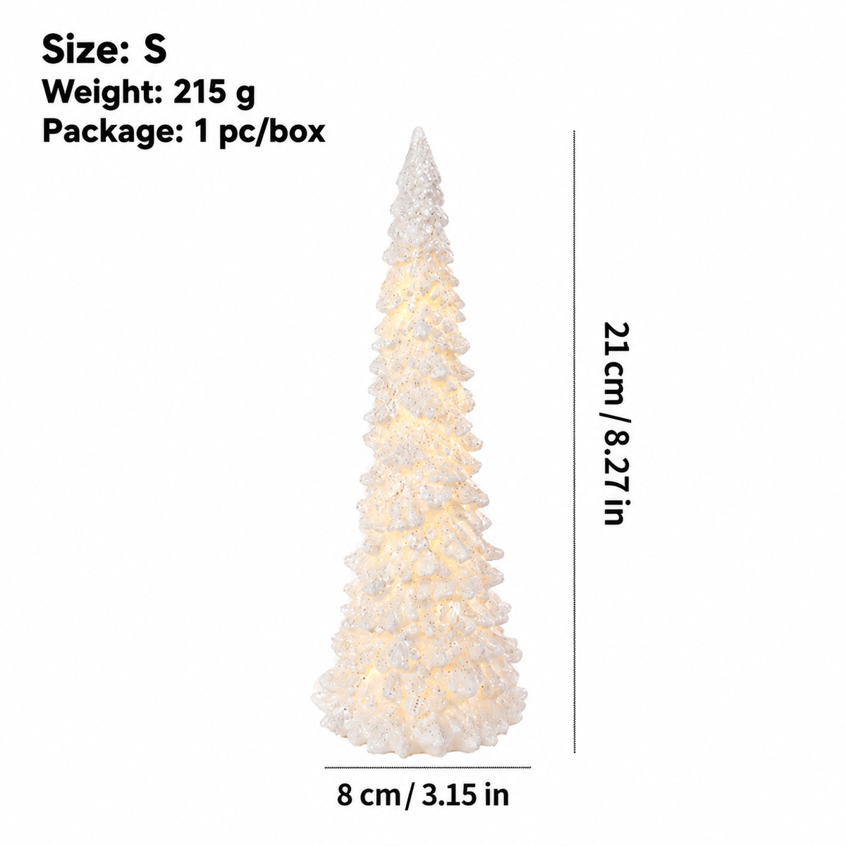 Illuminated Christmas Tree Decoration Mini LED Night Light Resin Desktop Ornament for Holiday Home Decor and Festive Tabletop Ambiance (L)