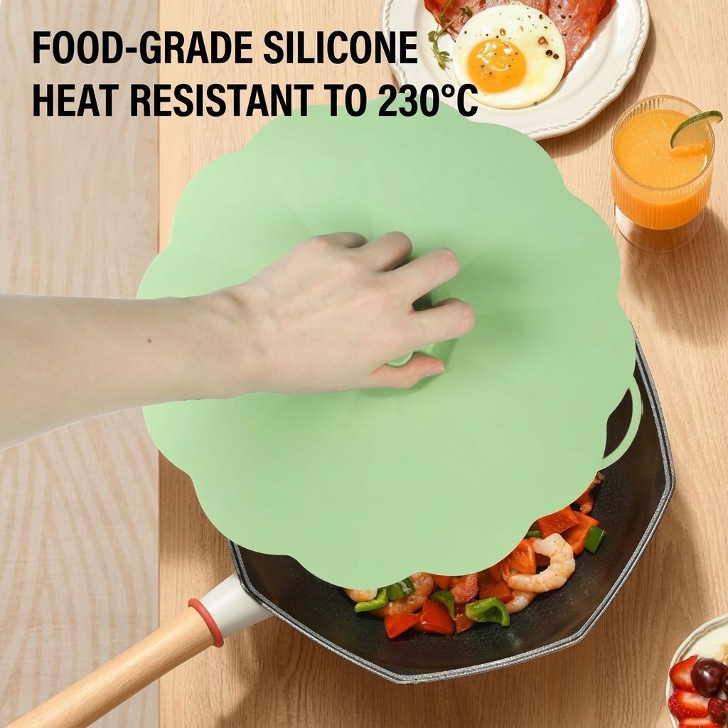 Food-Grade Silicone Stretchable Sealing Lids Set of 5 – Leak-Proof Reusable Covers for Bowls, Cups, Plates & Pots, BPA-Free, Heat Resistant to 230°C, Airtight Kitchen Freshness Keepers in Pastel Colors with Flower Knob (Blue)