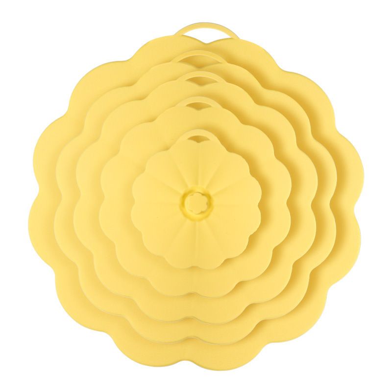 Food-Grade Silicone Stretchable Sealing Lids Set of 5 – Leak-Proof Reusable Covers for Bowls, Cups, Plates & Pots, BPA-Free, Heat Resistant to 230°C, Airtight Kitchen Freshness Keepers in Pastel Colors with Flower Knob (Green)