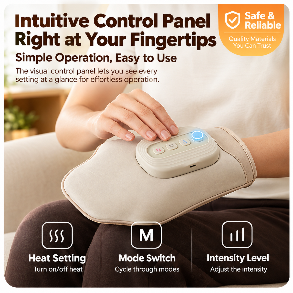 Smart Heated Hand Massager Glove with Air Compression for Home Office Relaxation, Relieves Hand Muscle Stiffness and Improves Finger Flexibility (Beige)