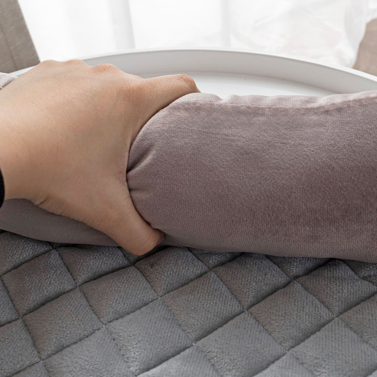 Plush Bolster Pet Bed Mat with Anti-Slip Base and Extended Drop Edge for Sofa and Floor Lounging (Beige, 90*120cm)