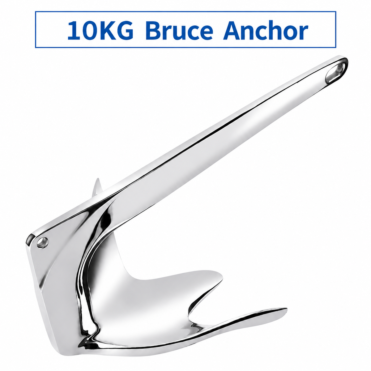Bruce Style Anchor with Mirror Polished Finish for Boat and Yacht Mooring in Various Marine Environments (10kg)