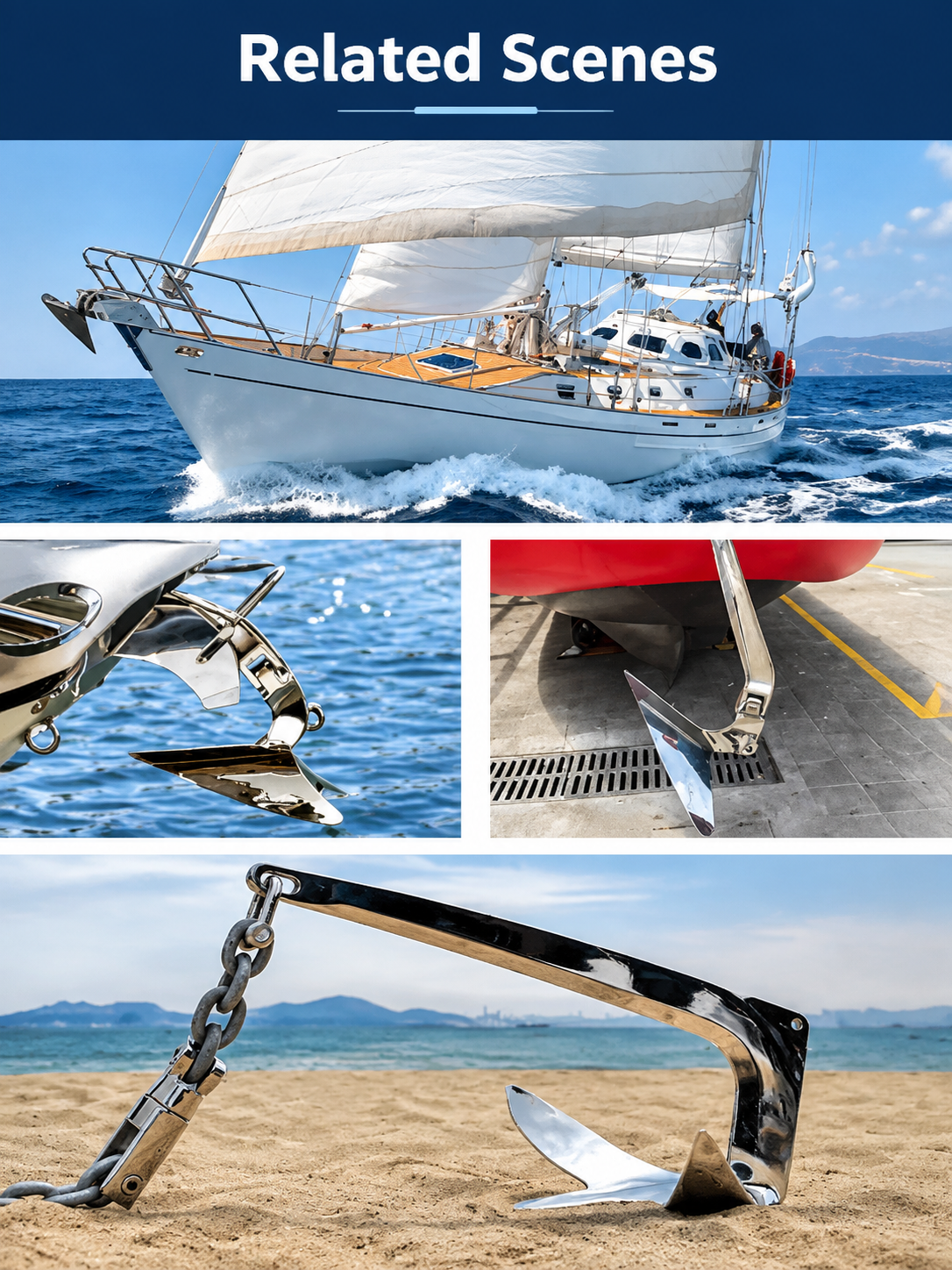 Bruce Style Anchor with Mirror Polished Finish for Boat and Yacht Mooring in Various Marine Environments (10kg)