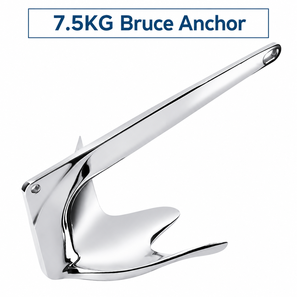 Bruce Style Anchor with Mirror Polished Finish for Boat and Yacht Mooring in Various Marine Environments (10kg)