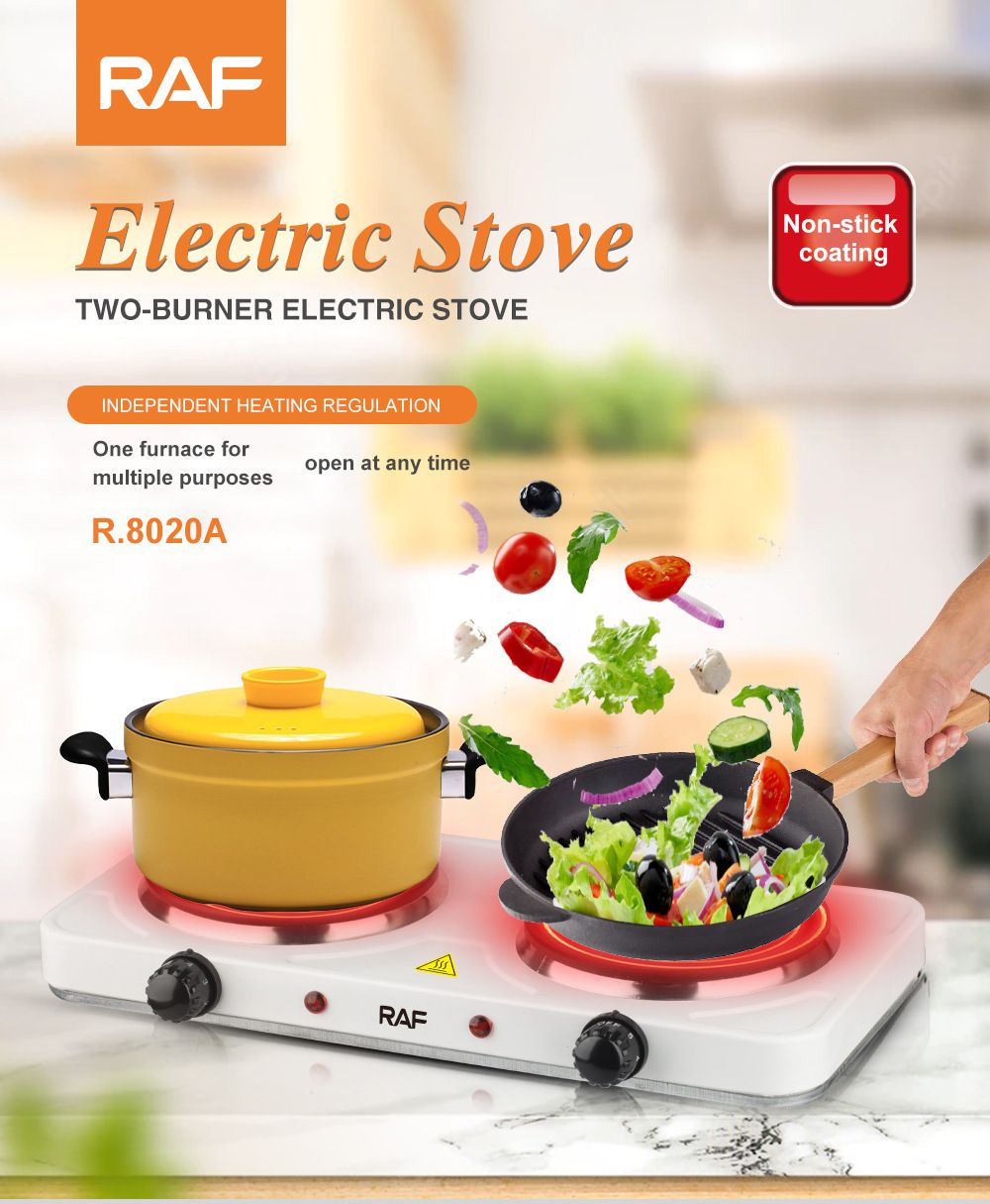 Double Burner Electric Ceramic Cooktop 2000W Countertop Hot Plate with 5-Level Temperature Control, Portable Dual Stove for Home Kitchen Cooking, Frying, Steaming, Boiling, Roasting and Daily Meal Preparation (Black)
