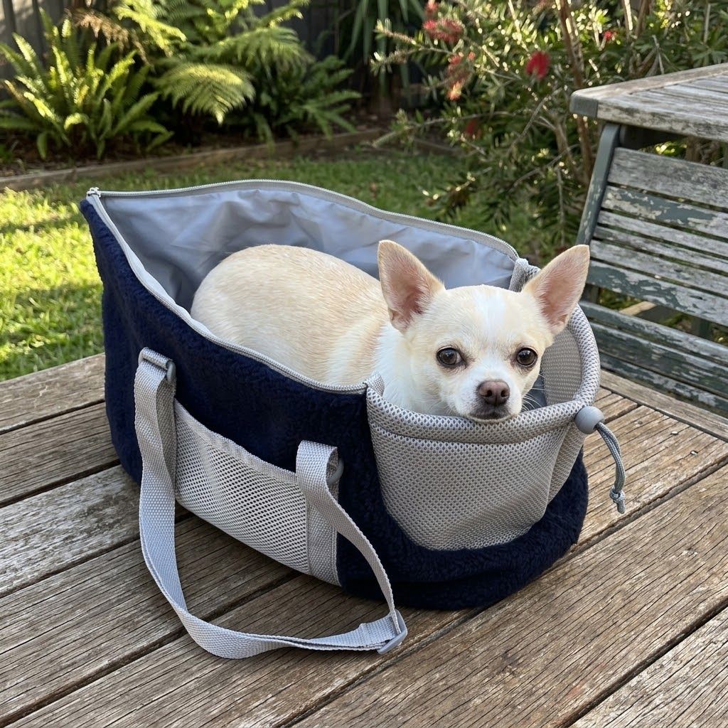 Cozy Winter Pet Carrier for Small Dogs and Cats — Warm Fleece-Lined Travel Bag with Breathable Mesh, Adjustable Shoulder Strap, and Foldable Design for Easy Handheld or Crossbody Use on Daily Outings and Trips (DarkBlue)
