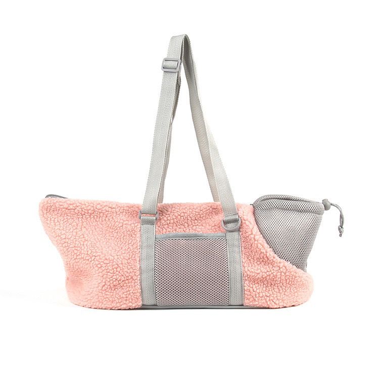 Cozy Winter Pet Carrier for Small Dogs and Cats — Warm Fleece-Lined Travel Bag with Breathable Mesh, Adjustable Shoulder Strap, and Foldable Design for Easy Handheld or Crossbody Use on Daily Outings and Trips (Pink)