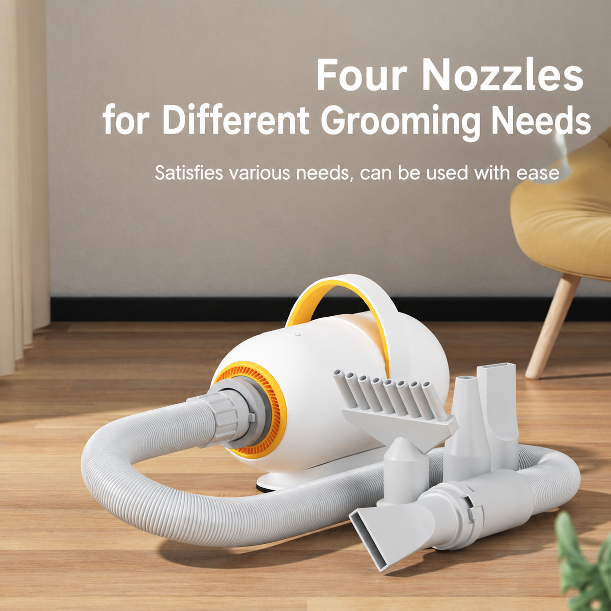 Smart Pet Grooming Dryer with Adjustable Speed Temperature and Replaceable Nozzles for Quick Drying and Loose Hair Removal After Bathing for Cats and Dogs at Home (Single Blow Pet Dryer)