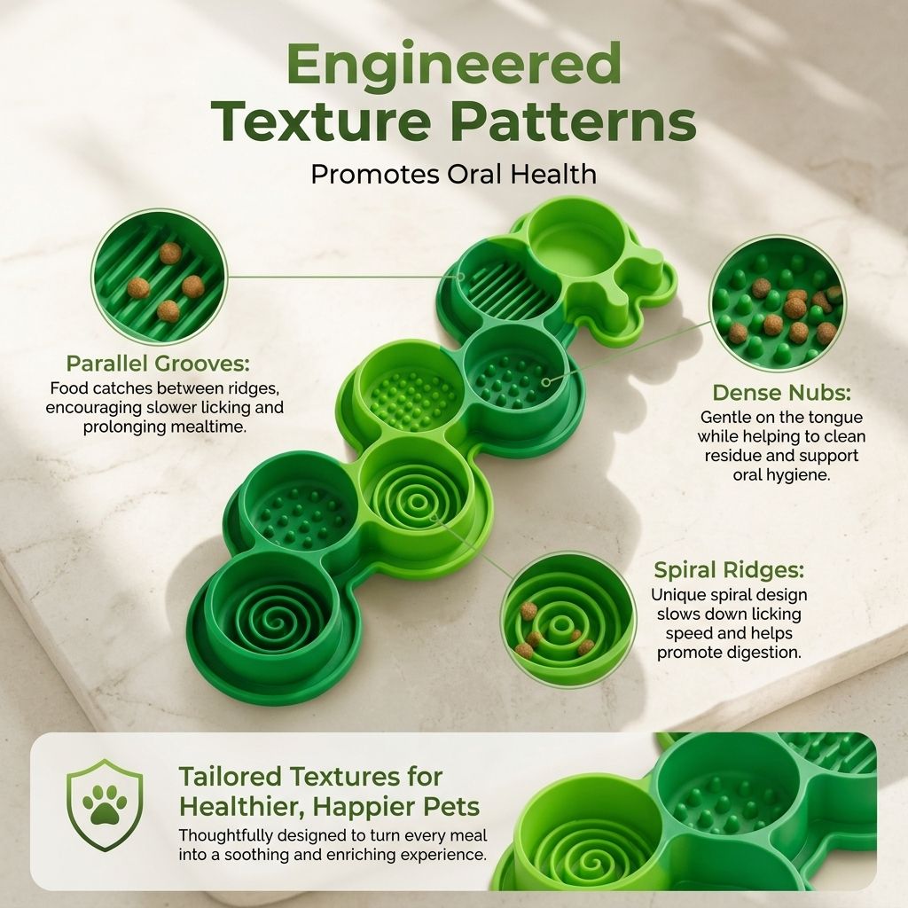 Interactive Slow Feeder Mat for Cats and Dogs – 7-Compartment Silicone Lick Mat with Textured Patterns, Non-Slip Eating Tray for Anxiety Relief, Digestive Health, and Mess-Free Meals at Home (Green)