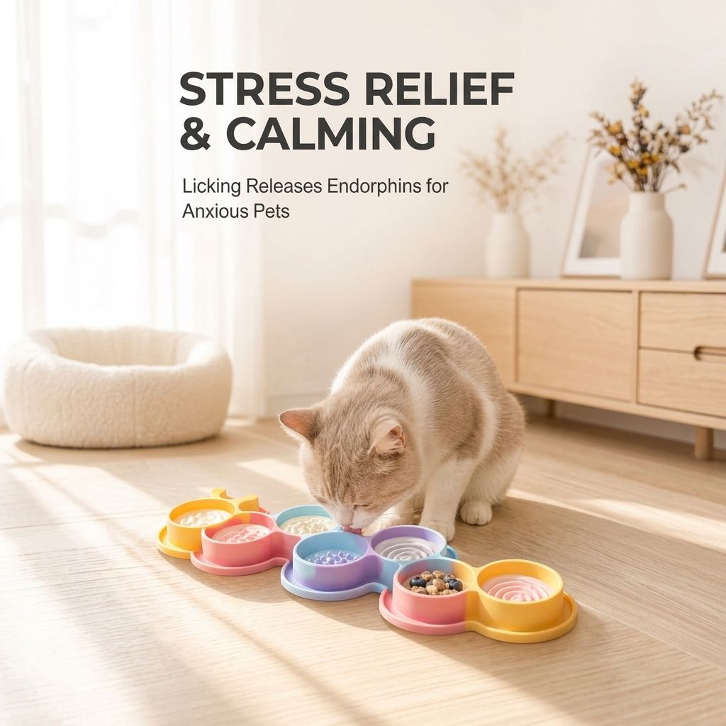 Interactive Slow Feeder Mat for Cats and Dogs – 7-Compartment Silicone Lick Mat with Textured Patterns, Non-Slip Eating Tray for Anxiety Relief, Digestive Health, and Mess-Free Meals at Home (MultiColor B)