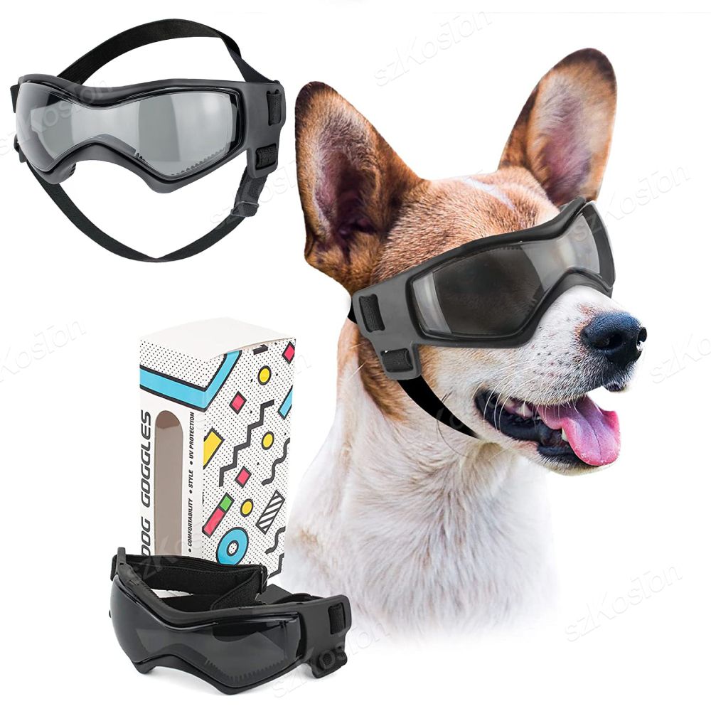 Pet Sunglasses with UV Protection Soft TPU Frame Adjustable Headband Dog Goggles Cat Sunglasses for Outdoor Travel Car Rides Eye Protection (M, Red)