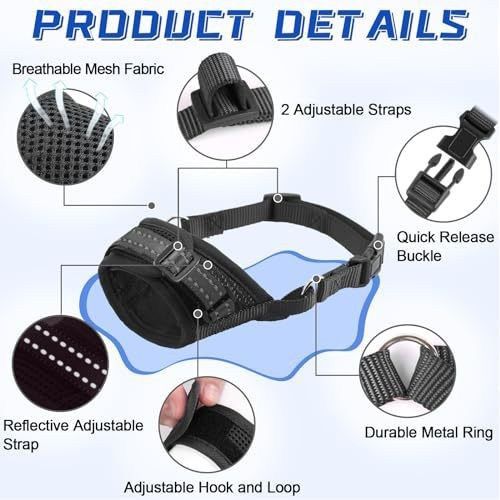 Soft Breathable Mesh Dog Muzzle for Small Medium Large Dogs, Adjustable Anti-Biting Barking Chewing Muzzle for Walking, Training, and Grooming (L, Pink)
