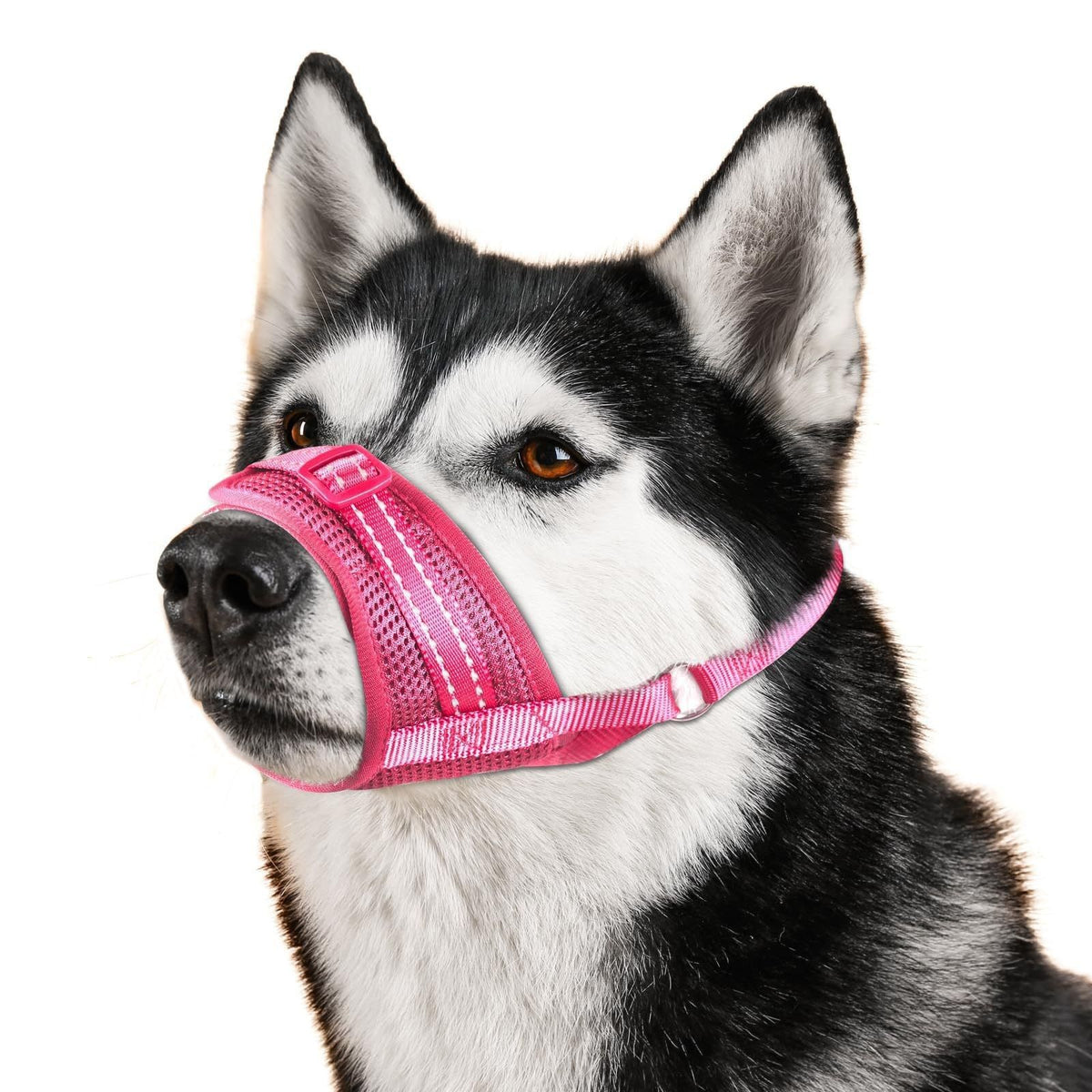 Soft Breathable Mesh Dog Muzzle for Small Medium Large Dogs, Adjustable Anti-Biting Barking Chewing Muzzle for Walking, Training, and Grooming (L, Pink)