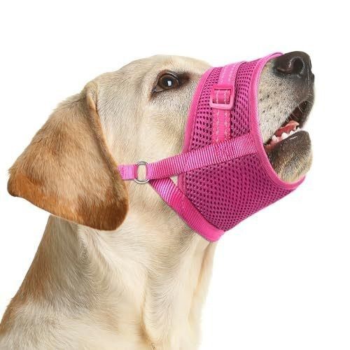Soft Breathable Mesh Dog Muzzle for Small Medium Large Dogs, Adjustable Anti-Biting Barking Chewing Muzzle for Walking, Training, and Grooming (XL, Black)