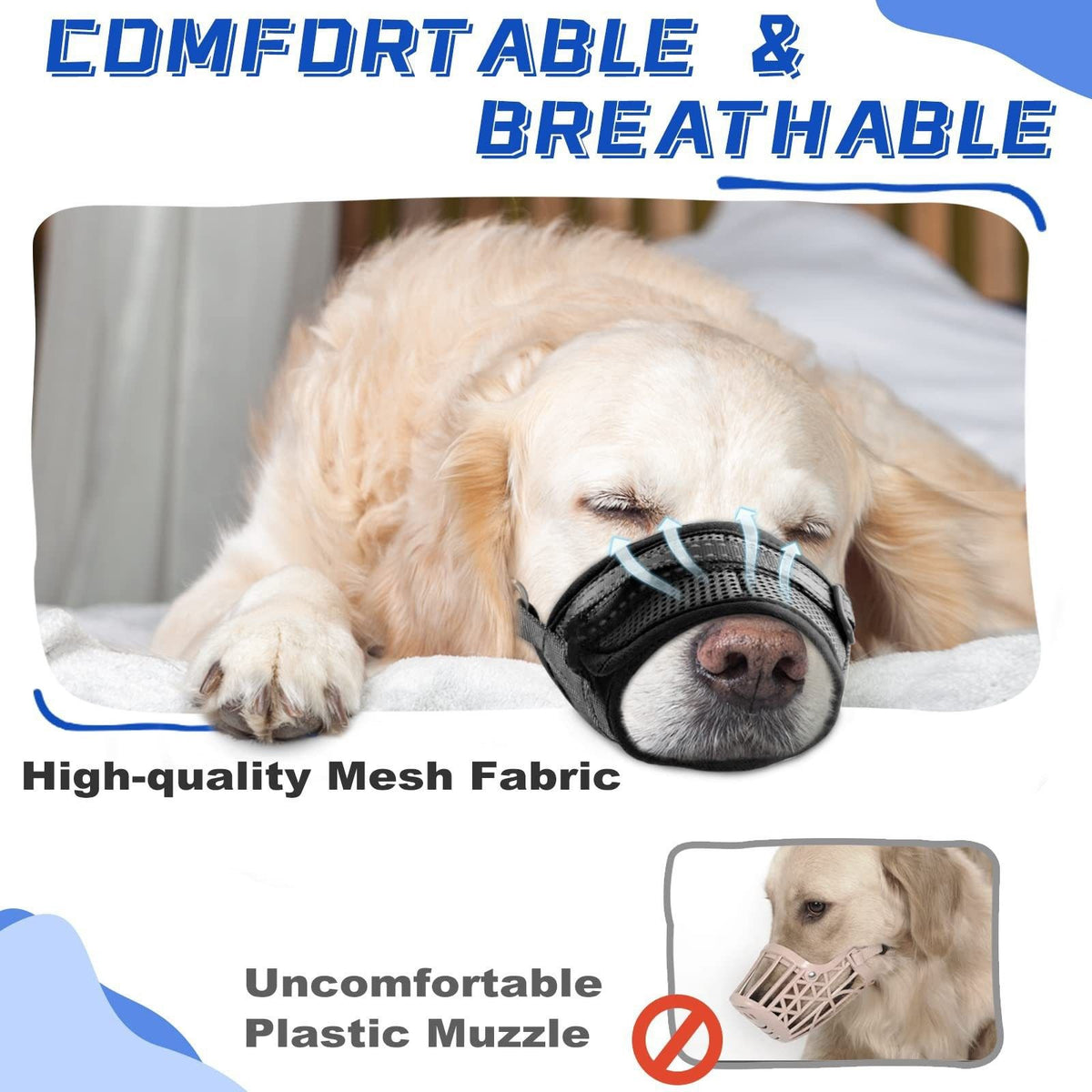 Soft Breathable Mesh Dog Muzzle for Small Medium Large Dogs, Adjustable Anti-Biting Barking Chewing Muzzle for Walking, Training, and Grooming (XL, Black)