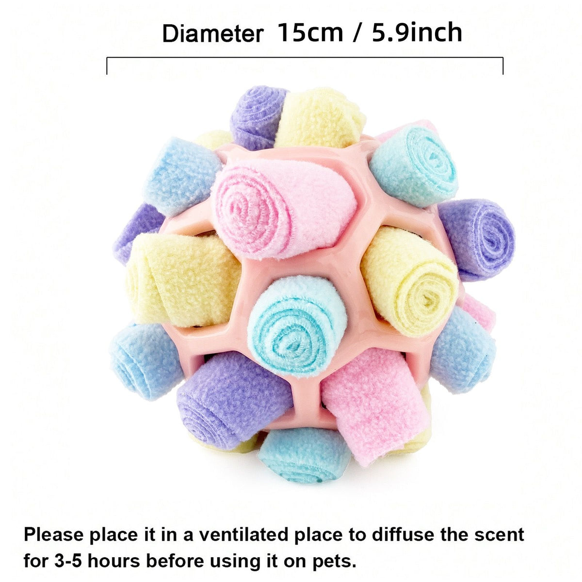 Interactive Snuffle Ball Dog Toy for Mental Stimulation and Foraging – Plush Fabric Strips in a Durable Hollow Ball for Hiding Treats, Encouraging Natural Sniffing Instincts, and Keeping Your Pup Busy (F)