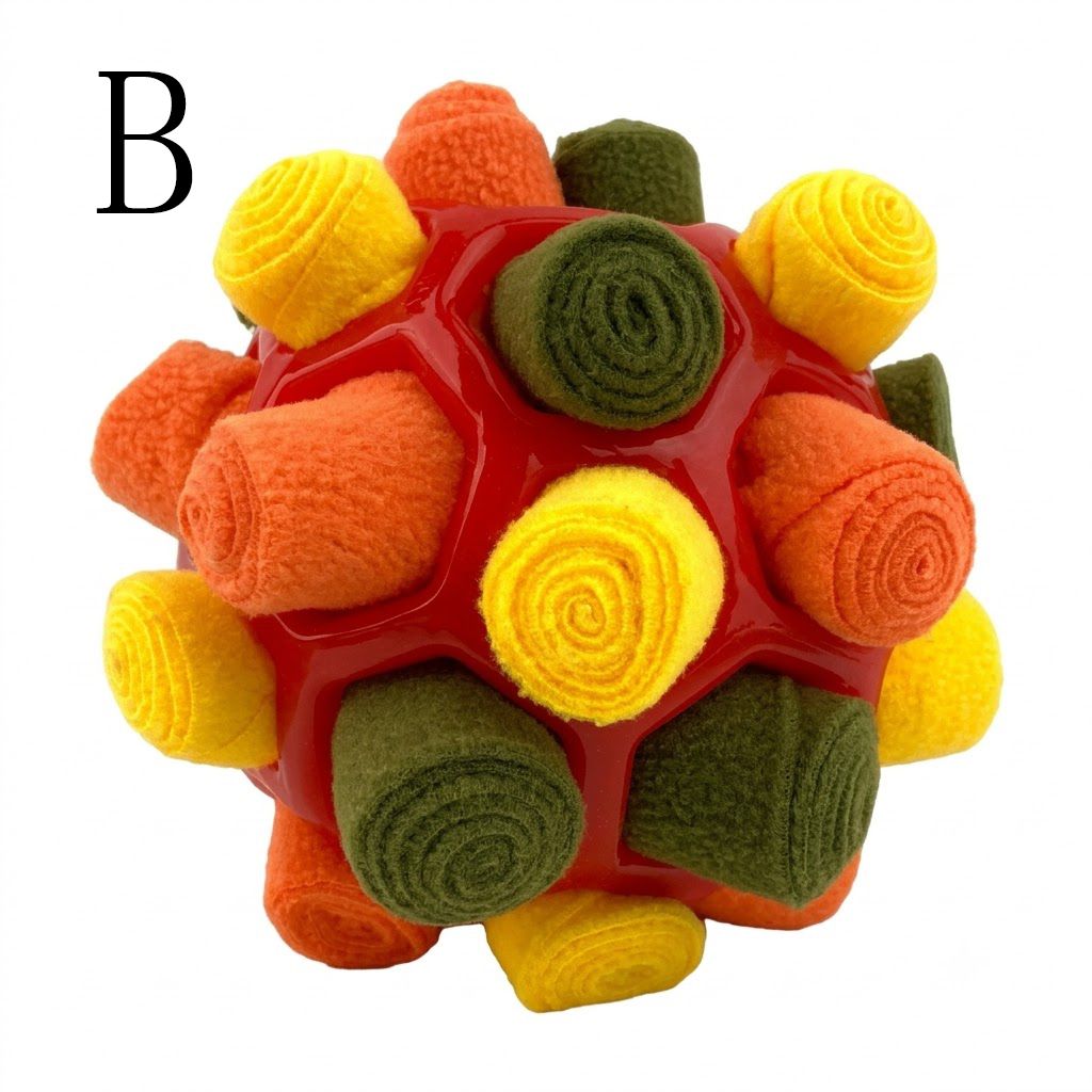Interactive Snuffle Ball Dog Toy for Mental Stimulation and Foraging – Plush Fabric Strips in a Durable Hollow Ball for Hiding Treats, Encouraging Natural Sniffing Instincts, and Keeping Your Pup Busy (F)