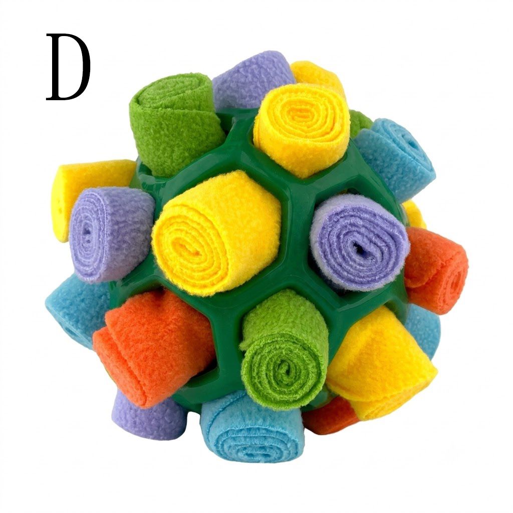 Interactive Snuffle Ball Dog Toy for Mental Stimulation and Foraging – Plush Fabric Strips in a Durable Hollow Ball for Hiding Treats, Encouraging Natural Sniffing Instincts, and Keeping Your Pup Busy (F)