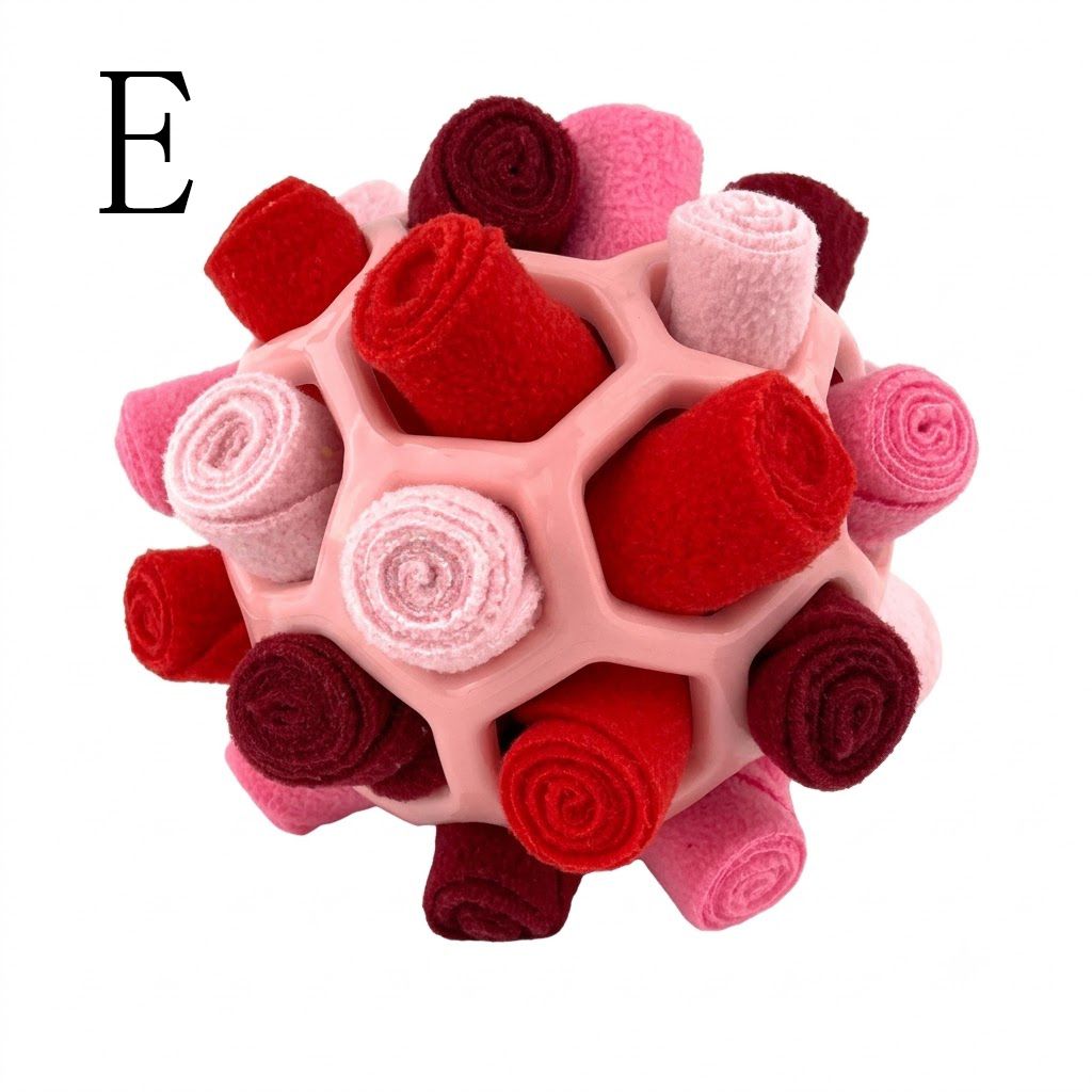 Interactive Snuffle Ball Dog Toy for Mental Stimulation and Foraging – Plush Fabric Strips in a Durable Hollow Ball for Hiding Treats, Encouraging Natural Sniffing Instincts, and Keeping Your Pup Busy (E)