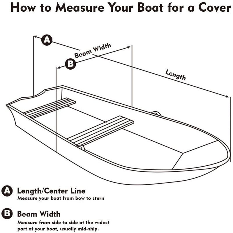 420D/600D Marine Grade Oxford Boat Cover with UV and Waterproof PU Coating, Heavy Duty V-Hull Protection for Docking and Trailer Transport, All-Weather Dust and Sun Shield (Black 600D Oxford, H)