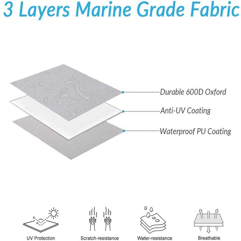 420D/600D Marine Grade Oxford Boat Cover with UV and Waterproof PU Coating, Heavy Duty V-Hull Protection for Docking and Trailer Transport, All-Weather Dust and Sun Shield (Grey 600D Oxford, H)