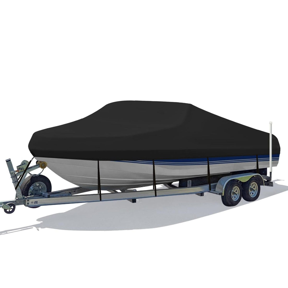 420D/600D Marine Grade Oxford Boat Cover with UV and Waterproof PU Coating, Heavy Duty V-Hull Protection for Docking and Trailer Transport, All-Weather Dust and Sun Shield (Grey 600D Oxford, H)
