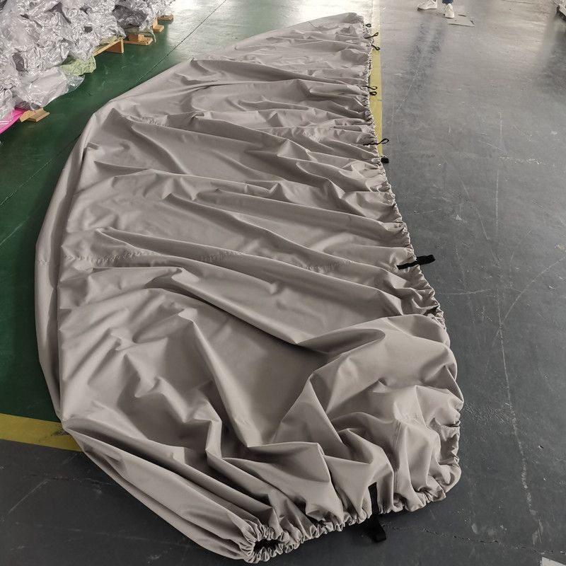 420D/600D Marine Grade Oxford Boat Cover with UV and Waterproof PU Coating, Heavy Duty V-Hull Protection for Docking and Trailer Transport, All-Weather Dust and Sun Shield (Grey 600D Oxford, H)