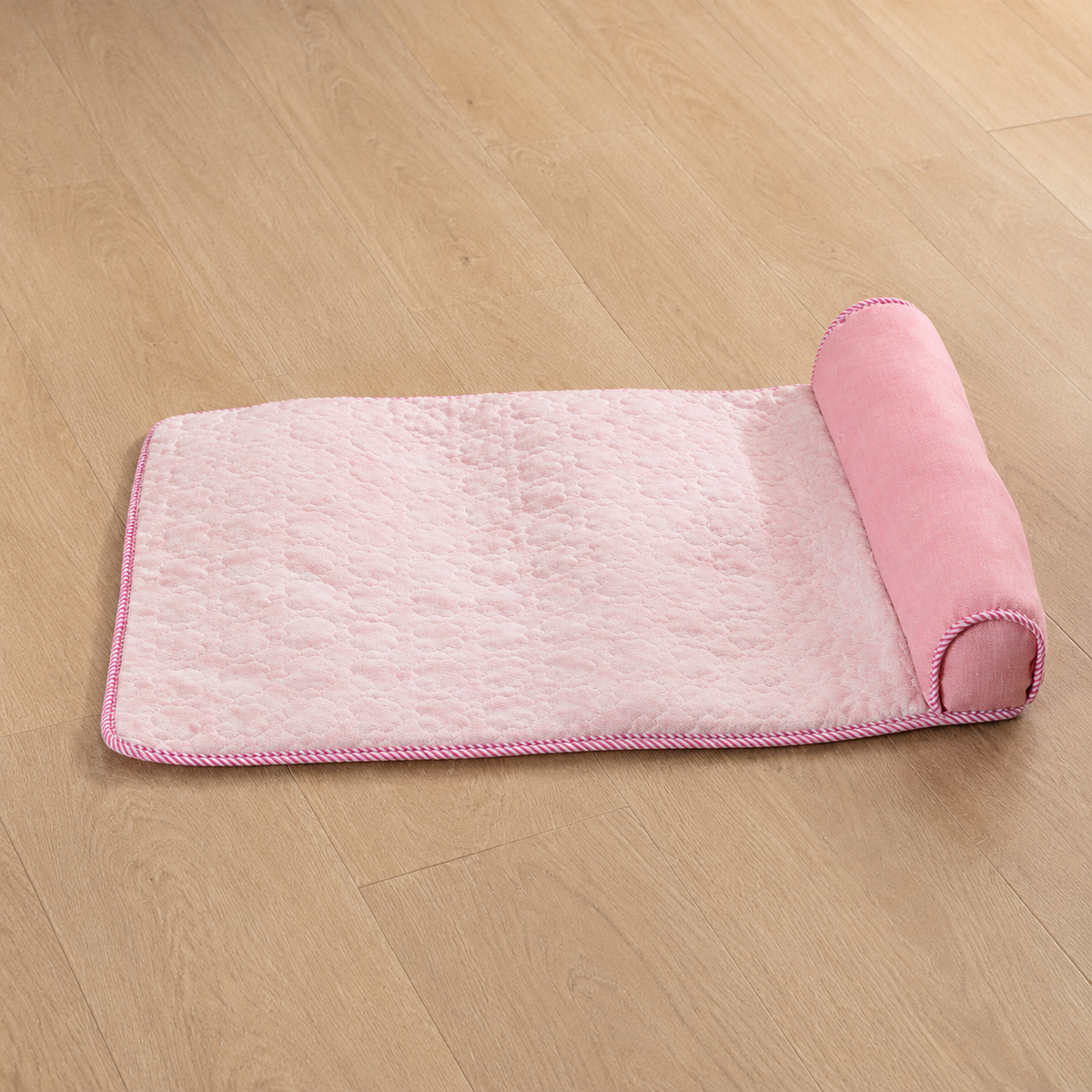 Cooling Pet Mat with Bolster Pillow for Cats and Dogs, Breathable Summer Rest Bed with Anti-Slip Base for Home, Car, Sofa, and Floor Use (Light Blue, M (70*50cm))
