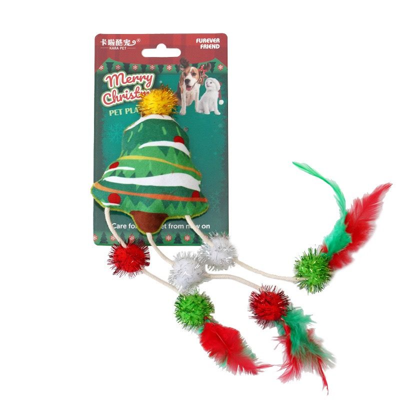 Christmas Plush Catnip Toys with Interactive Teaser Wands – Santa, Snowman, Gingerbread, Bell, and Tree Designs for Kittens and Indoor Cats’ Holiday Fun, Exercise, and Dental Care (Feather Snowman)