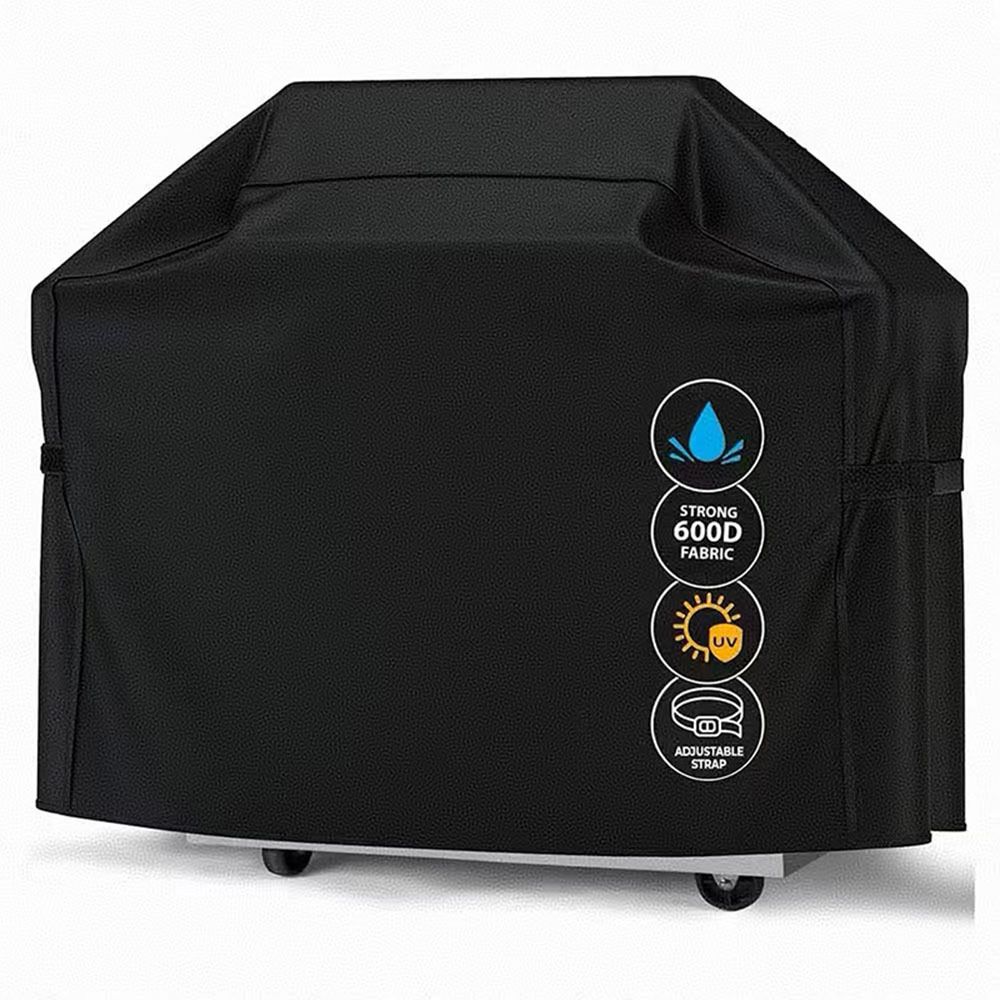 Universal Outdoor Grill Cover Waterproof UV Resistant Dustproof Barbecue Protector with Adjustable Straps for Rectangular Round Kettle and Portable Grills (600D, S13)