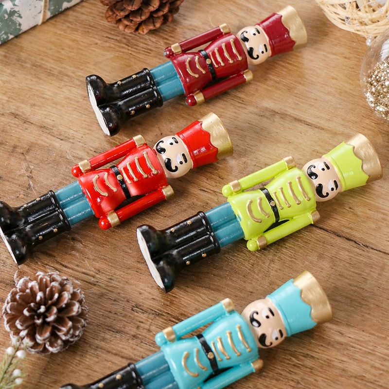 Handmade Resin Nutcracker Soldier Christmas Candle Holder Festive Desktop Decoration for Holiday Home Decor Living Room Bedroom Tabletop Ornament (DarkRed)