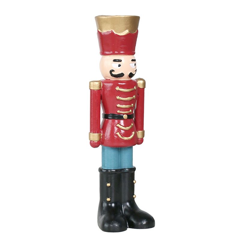 Handmade Resin Nutcracker Soldier Christmas Candle Holder Festive Desktop Decoration for Holiday Home Decor Living Room Bedroom Tabletop Ornament (DarkRed)
