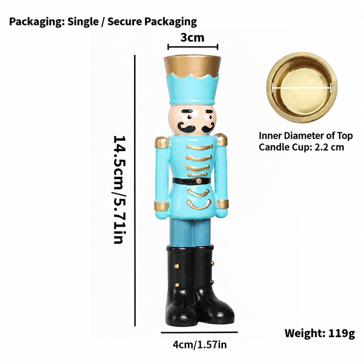 Handmade Resin Nutcracker Soldier Christmas Candle Holder Festive Desktop Decoration for Holiday Home Decor Living Room Bedroom Tabletop Ornament (DarkRed)