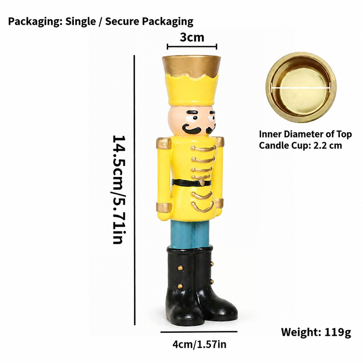 Handmade Resin Nutcracker Soldier Christmas Candle Holder Festive Desktop Decoration for Holiday Home Decor Living Room Bedroom Tabletop Ornament (DarkRed)