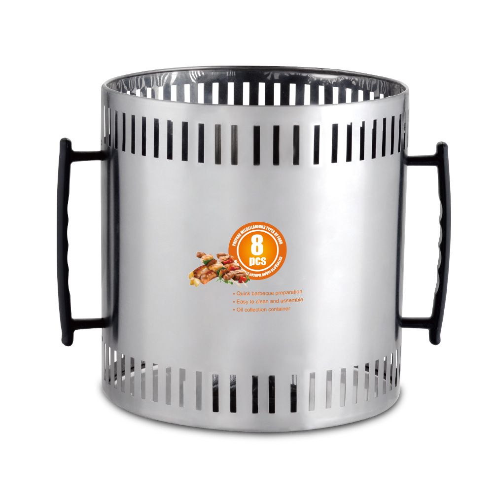 Versatile Indoor Vertical Rotisserie Grill with 360° Rotating Skewers for Smokeless Home BBQ Parties and Everyday Family Cooking Adventures (Silver)