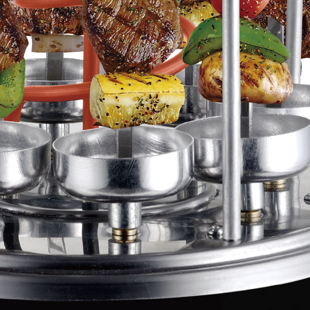 Versatile Indoor Vertical Rotisserie Grill with 360° Rotating Skewers for Smokeless Home BBQ Parties and Everyday Family Cooking Adventures (Silver)