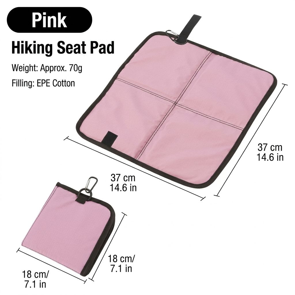 Ultralight Portable Folding Seat Cushion – Waterproof, Tear-Resistant PU Outdoor Mat for Hiking, Camping, Picnics, and Park Relaxation with Carabiner Clip and Compact Foldable Design (Black)