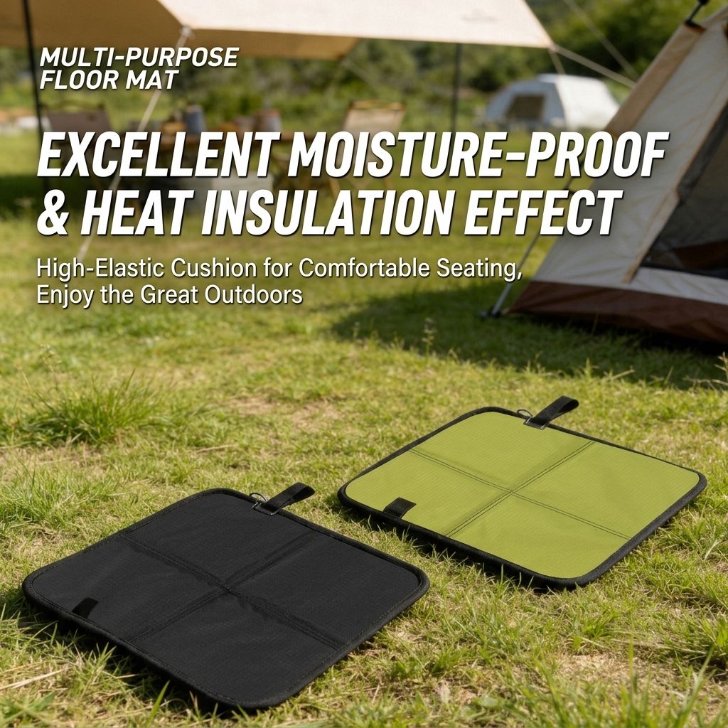 Ultralight Portable Folding Seat Cushion – Waterproof, Tear-Resistant PU Outdoor Mat for Hiking, Camping, Picnics, and Park Relaxation with Carabiner Clip and Compact Foldable Design (Black)