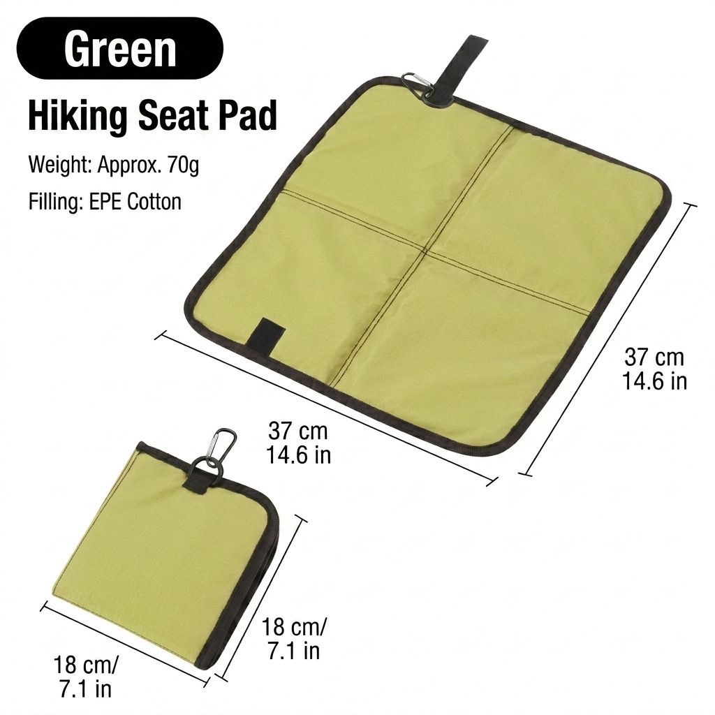 Ultralight Portable Folding Seat Cushion – Waterproof, Tear-Resistant PU Outdoor Mat for Hiking, Camping, Picnics, and Park Relaxation with Carabiner Clip and Compact Foldable Design (Green)