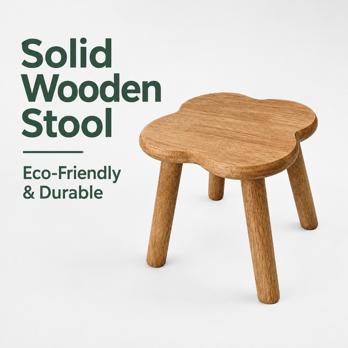 Versatile Solid Wood Low Stool with Flower-Shaped Seat for Entryway, Living Room, Patio, and Kids' Seating (Natural, L(30*30*28cm))